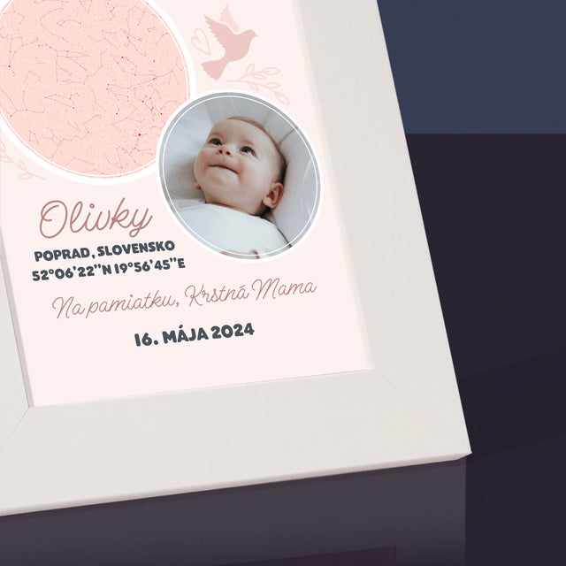 Mapa Hviezd: Krst - Rámček Na Fotografiu (Vertikálne)