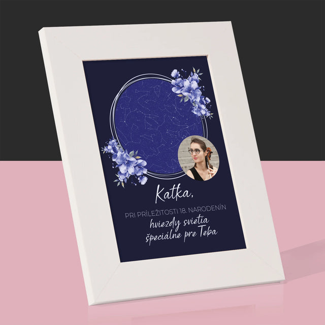 Mapa Hviezd: Mapa Hviezd: Hviezdy Svietia K Narodeninám - Rámček Na Fotografiu (Vertikálne)