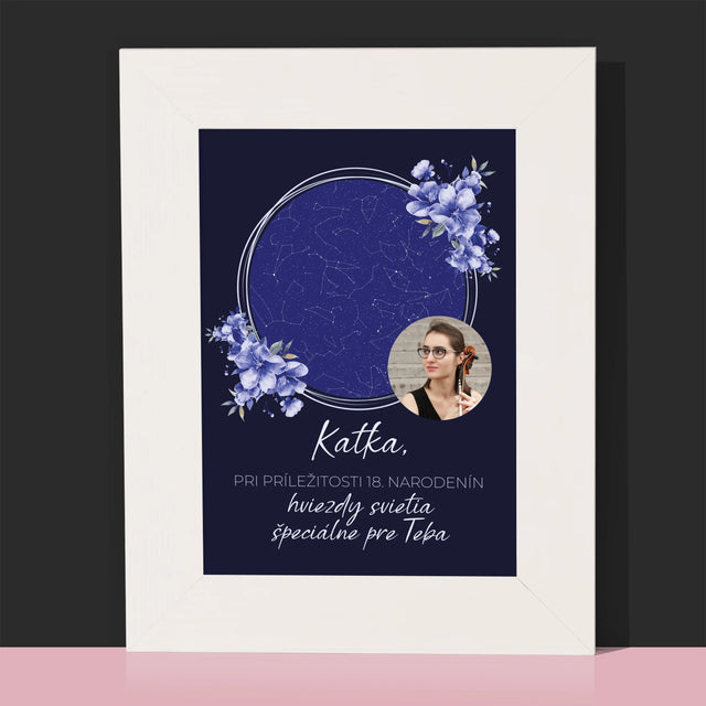 Mapa Hviezd: Mapa Hviezd: Hviezdy Svietia K Narodeninám - Rámček Na Fotografiu (Vertikálne)