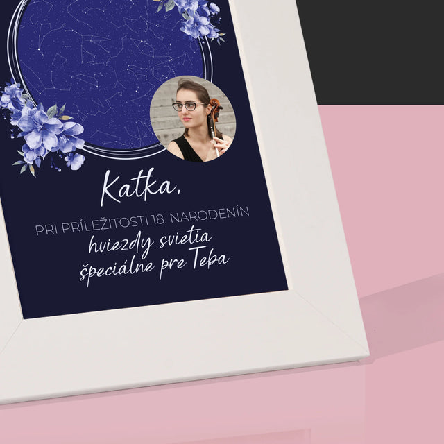 Mapa Hviezd: Mapa Hviezd: Hviezdy Svietia K Narodeninám - Rámček Na Fotografiu (Vertikálne)