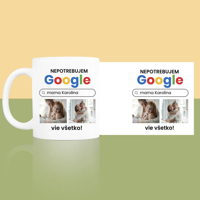 Fotokoláž: Nepotrebujem Google - Hrnček