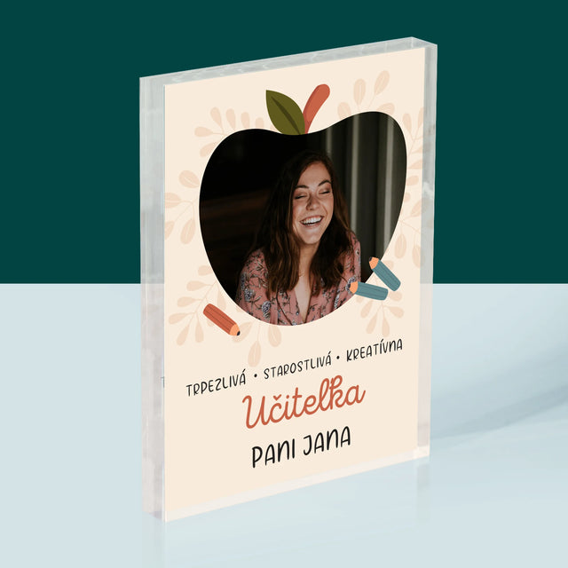 Fotografia A Podpis: Učiteľa - Akrylový Blok (Vertikálne)