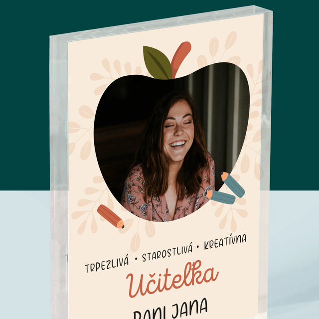 Fotografia A Podpis: Učiteľa - Akrylový Blok (Vertikálne)