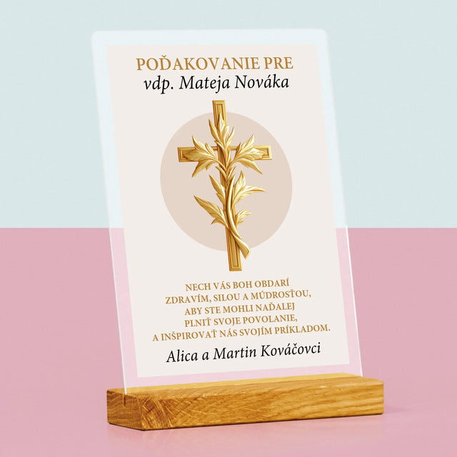 Meno A Podpis: Poďakovanie Božiemu Služobníkovi - Tlač Na Akrylové Sklo (Vertikálne)