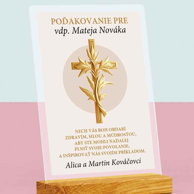 Meno A Podpis: Poďakovanie Božiemu Služobníkovi - Tlač Na Akrylové Sklo (Vertikálne)