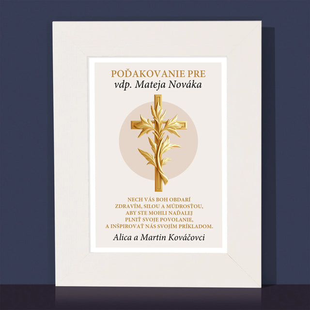 Meno A Podpis: Poďakovanie Božiemu Služobníkovi - Rámček Na Fotografiu (Vertikálne)