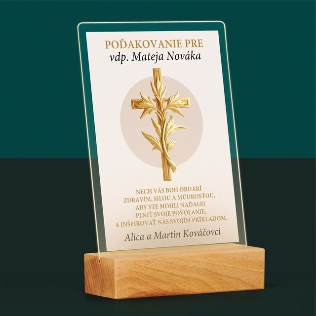 Meno A Podpis: Poďakovanie Božiemu Služobníkovi - Tlač Na Akrylové Sklo (Vertikálne)