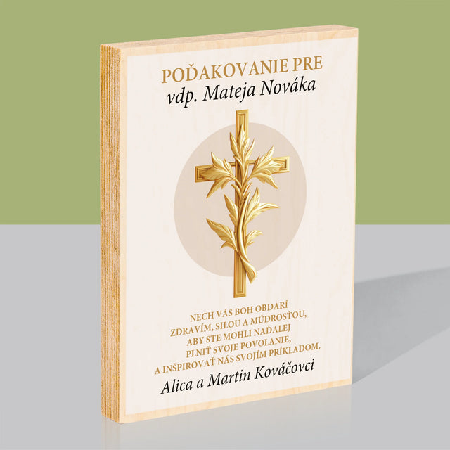 Meno A Podpis: Poďakovanie Božiemu Služobníkovi - Tlač Na Drevo (Vertikálne)