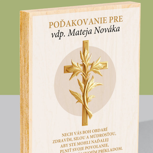 Meno A Podpis: Poďakovanie Božiemu Služobníkovi - Tlač Na Drevo (Vertikálne)