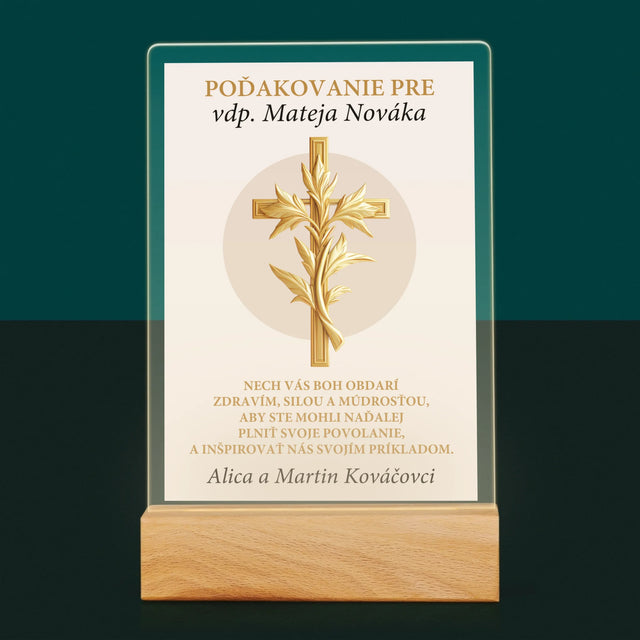 Meno A Podpis: Poďakovanie Božiemu Služobníkovi - Tlač Na Akrylové Sklo (Vertikálne)
