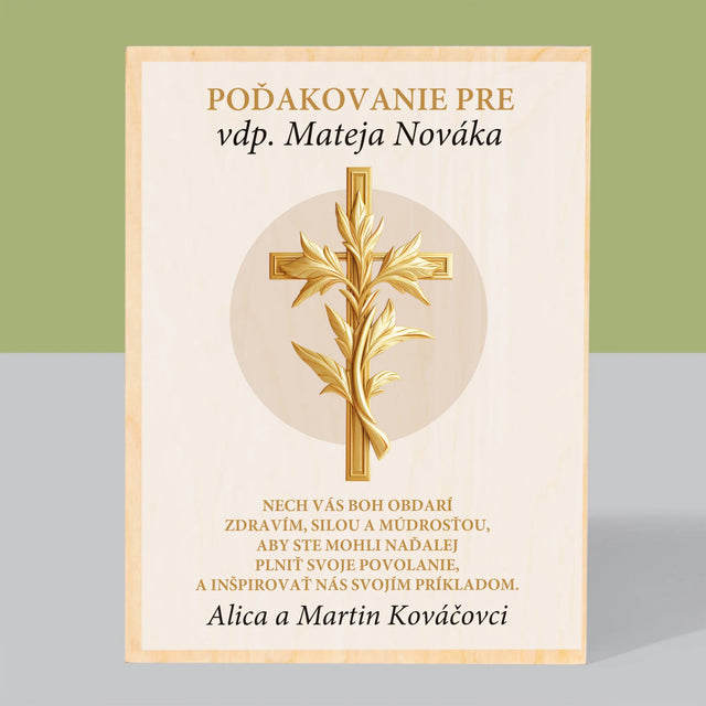 Meno A Podpis: Poďakovanie Božiemu Služobníkovi - Tlač Na Drevo (Vertikálne)