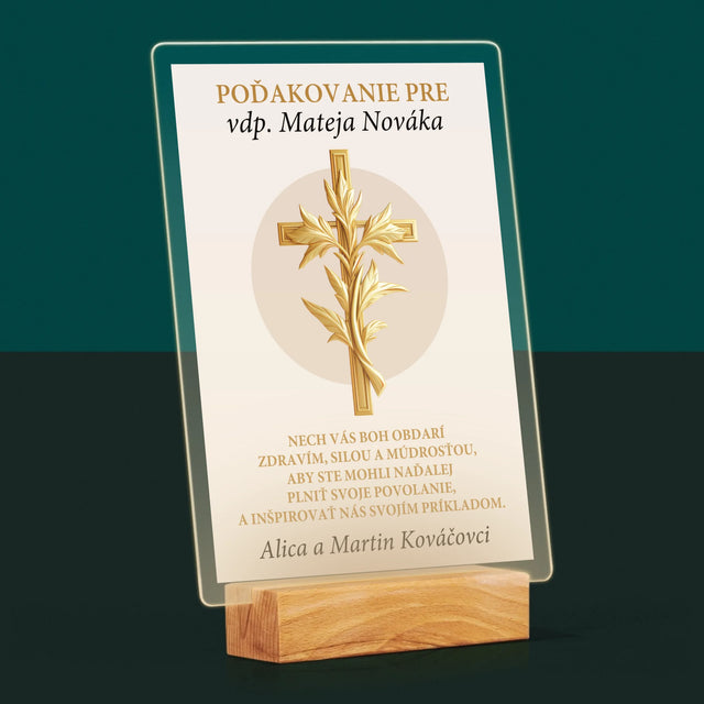 Meno A Podpis: Poďakovanie Božiemu Služobníkovi - Tlač Na Akrylové Sklo (Vertikálne)