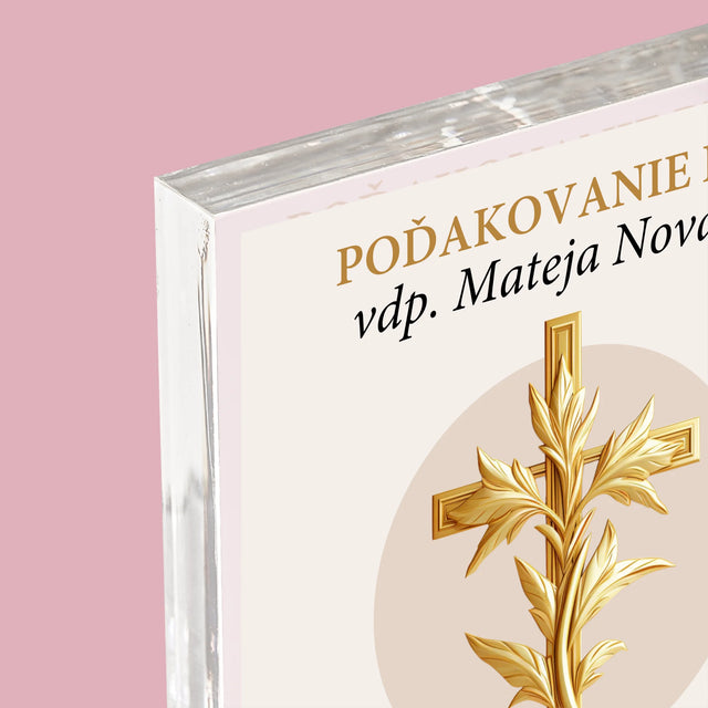 Meno A Podpis: Poďakovanie Božiemu Služobníkovi - Akrylový Blok (Vertikálne)