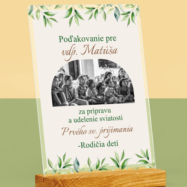 Fotografia A Podpis: Poďakovanie Božiemu Služobníkovi - Tlač Na Akrylové Sklo (Vertikálne)