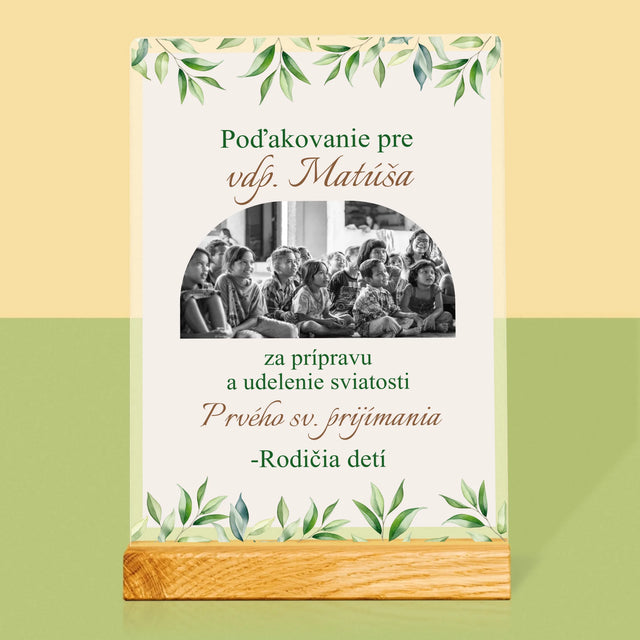Fotografia A Podpis: Poďakovanie Božiemu Služobníkovi - Tlač Na Akrylové Sklo (Vertikálne)