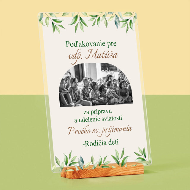 Fotografia A Podpis: Poďakovanie Božiemu Služobníkovi - Tlač Na Akrylové Sklo (Vertikálne)