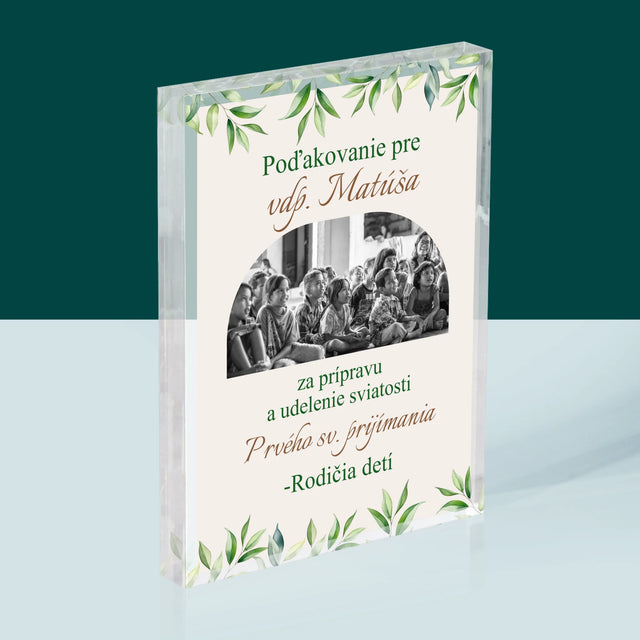 Fotografia A Podpis: Poďakovanie Božiemu Služobníkovi - Akrylový Blok (Vertikálne)