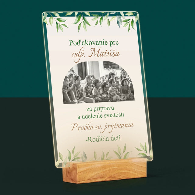 Fotografia A Podpis: Poďakovanie Božiemu Služobníkovi - Tlač Na Akrylové Sklo (Vertikálne)