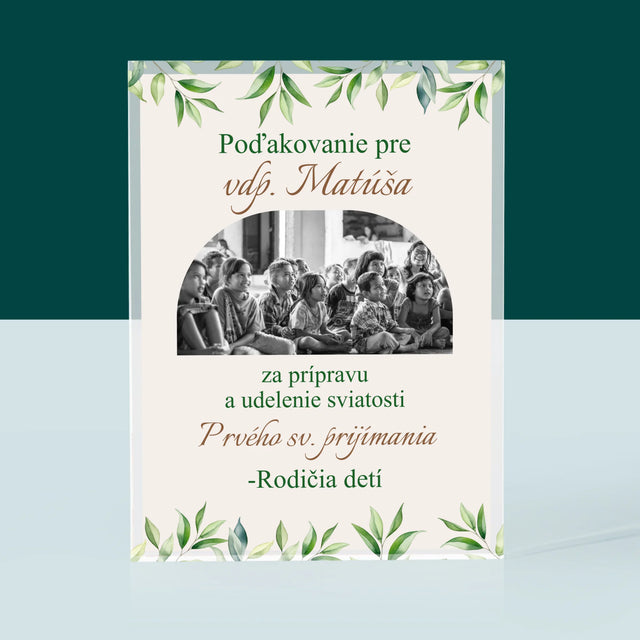 Fotografia A Podpis: Poďakovanie Božiemu Služobníkovi - Akrylový Blok (Vertikálne)