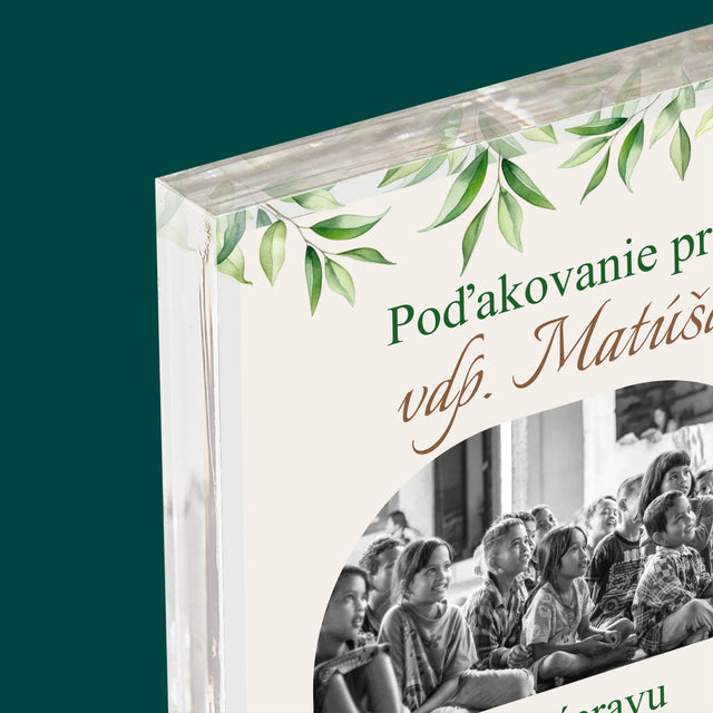 Fotografia A Podpis: Poďakovanie Božiemu Služobníkovi - Akrylový Blok (Vertikálne)