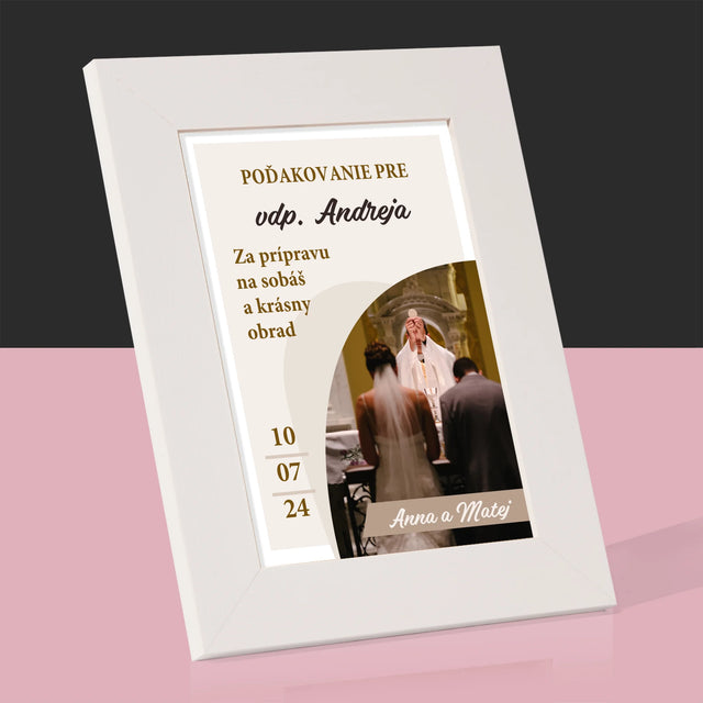 Fotografia A Podpis: Poďakovanie Božiemu Služobníkovi Svadba - Rámček Na Fotografiu (Vertikálne)