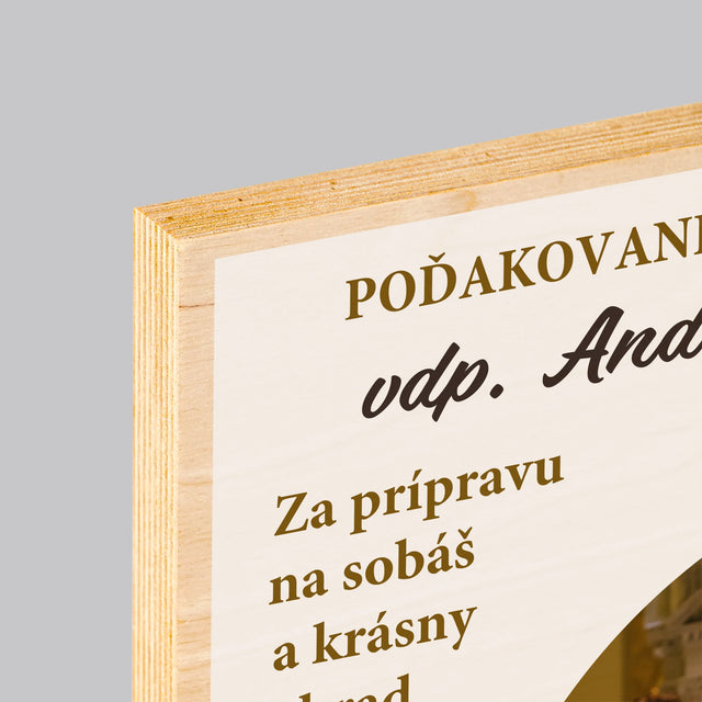 Fotografia A Podpis: Poďakovanie Božiemu Služobníkovi Svadba - Tlač Na Drevo (Vertikálne)