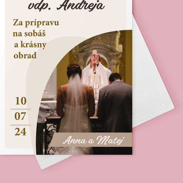 Fotografia A Podpis: Poďakovanie Božiemu Služobníkovi Svadba - Kartička S Prianiami