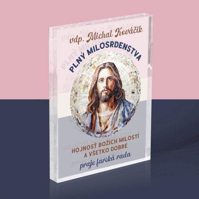 Meno A Podpis: Milosrdný Boží Služobník - Akrylový Blok (Vertikálne)