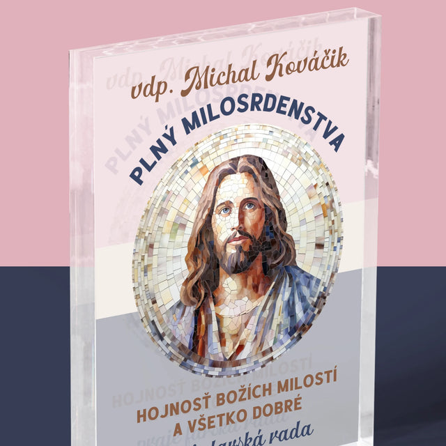Meno A Podpis: Milosrdný Boží Služobník - Akrylový Blok (Vertikálne)
