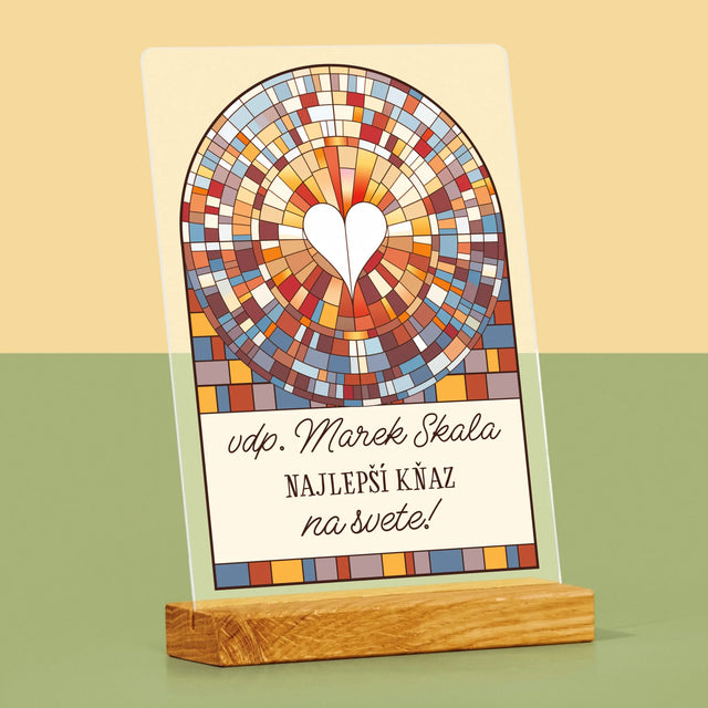 Meno A Podpis: Najlepší Boží Služobník Na Svete - Tlač Na Akrylové Sklo (Vertikálne)