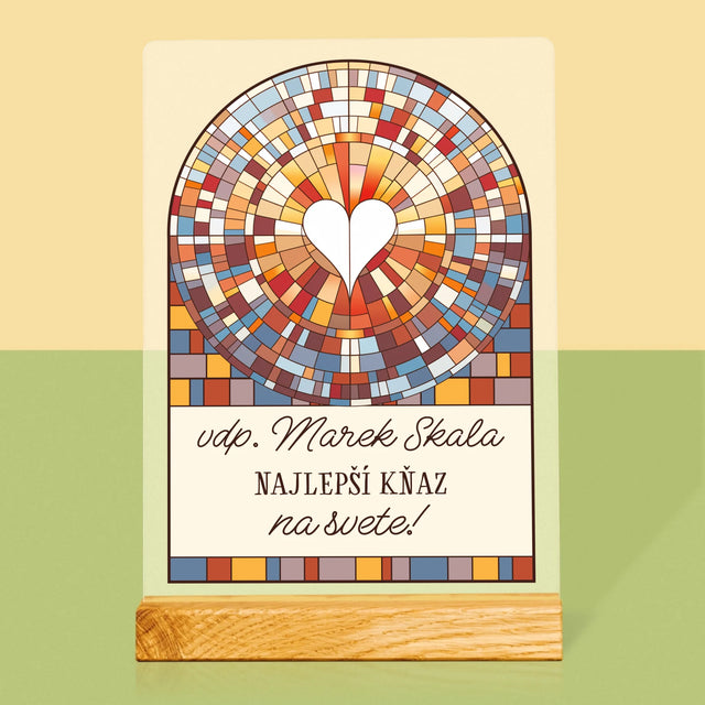 Meno A Podpis: Najlepší Boží Služobník Na Svete - Tlač Na Akrylové Sklo (Vertikálne)