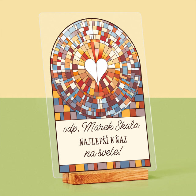 Meno A Podpis: Najlepší Boží Služobník Na Svete - Tlač Na Akrylové Sklo (Vertikálne)