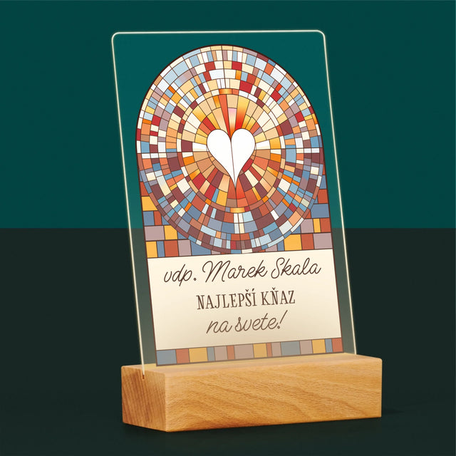 Meno A Podpis: Najlepší Boží Služobník Na Svete - Tlač Na Akrylové Sklo (Vertikálne)