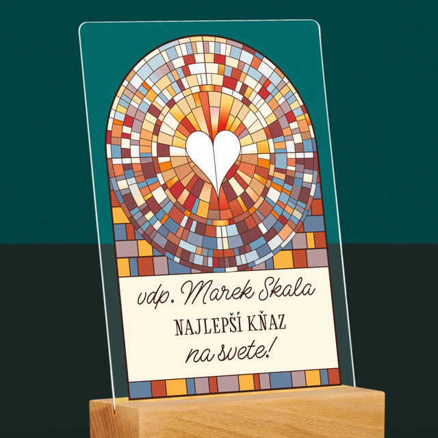 Meno A Podpis: Najlepší Boží Služobník Na Svete - Tlač Na Akrylové Sklo (Vertikálne)