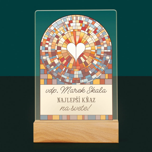 Meno A Podpis: Najlepší Boží Služobník Na Svete - Tlač Na Akrylové Sklo (Vertikálne)