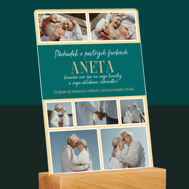 Fotokoláž: Dúhový Dôchodok - Tlač Na Akrylové Sklo (Vertikálne)