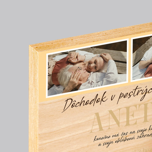 Fotokoláž: Dúhový Dôchodok - Tlač Na Drevo (Vertikálne)