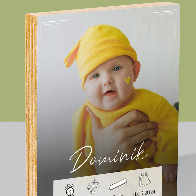 Údaje Narodenia Dieťaťa: Narodenie Dieťaťa Rámček - Tlač Na Drevo (Vertikálne)