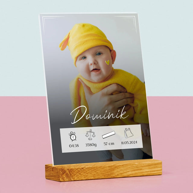 Údaje Narodenia Dieťaťa: Narodenie Dieťaťa Rámček - Tlač Na Akrylové Sklo (Vertikálne)