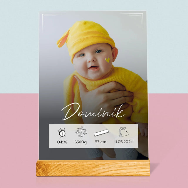 Údaje Narodenia Dieťaťa: Narodenie Dieťaťa Rámček - Tlač Na Akrylové Sklo (Vertikálne)