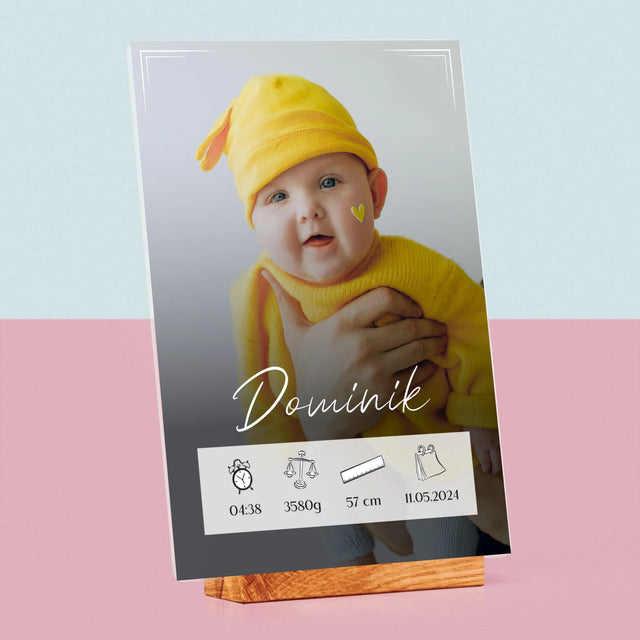 Údaje Narodenia Dieťaťa: Narodenie Dieťaťa Rámček - Tlač Na Akrylové Sklo (Vertikálne)