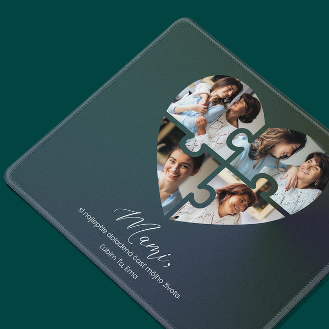 Fotokoláž: Puzzle Srdce Pre Mamu - Podložka Pod Myš