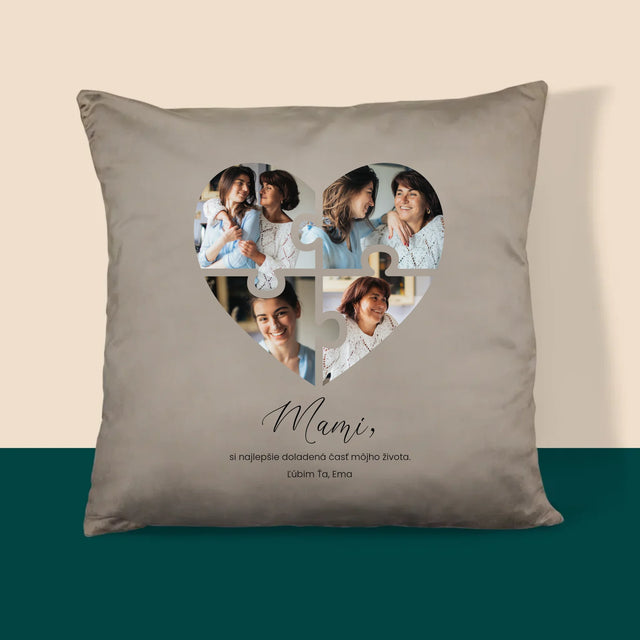 Fotokoláž: Puzzle Srdce Pre Mamu - Vankúš