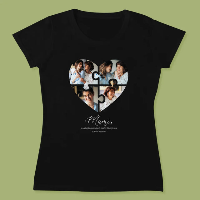 Fotokoláž: Puzzle Srdce Pre Mamu - Dámske Tričko