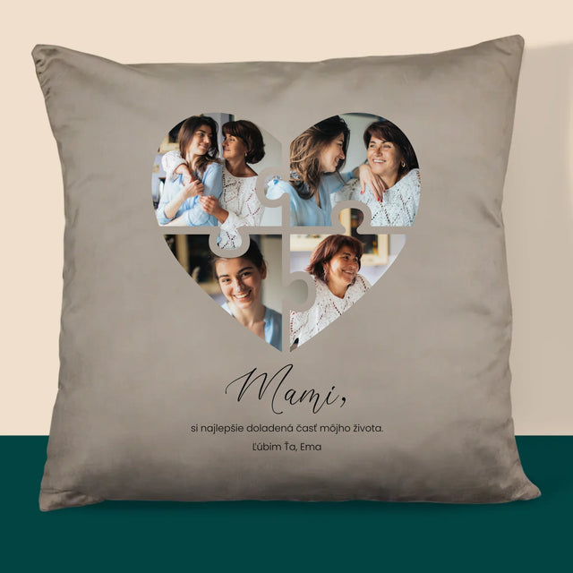 Fotokoláž: Puzzle Srdce Pre Mamu - Vankúš