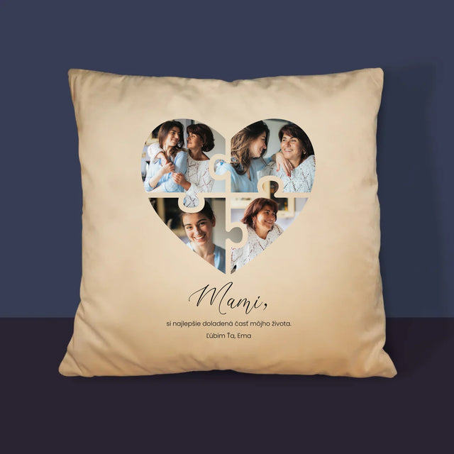 Fotokoláž: Puzzle Srdce Pre Mamu - Vankúš