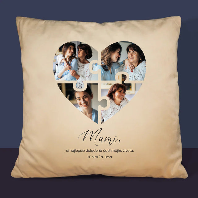 Fotokoláž: Puzzle Srdce Pre Mamu - Vankúš