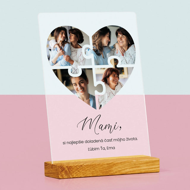 Fotokoláž: Puzzle Srdce Pre Mamu - Tlač Na Akrylové Sklo (Vertikálne)