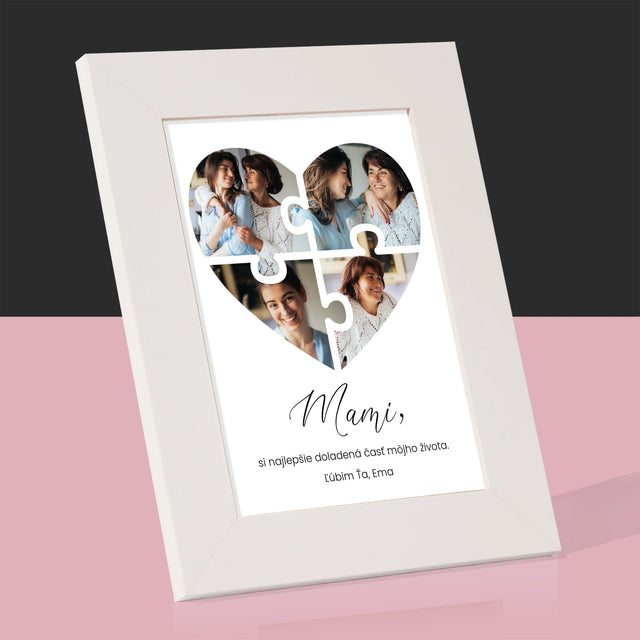 Fotokoláž: Puzzle Srdce Pre Mamu - Rámček Na Fotografiu (Vertikálne)