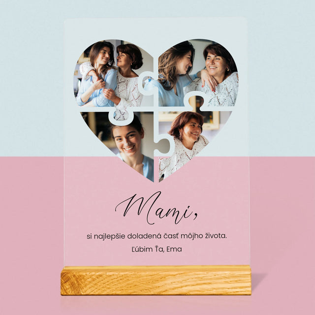 Fotokoláž: Puzzle Srdce Pre Mamu - Tlač Na Akrylové Sklo (Vertikálne)